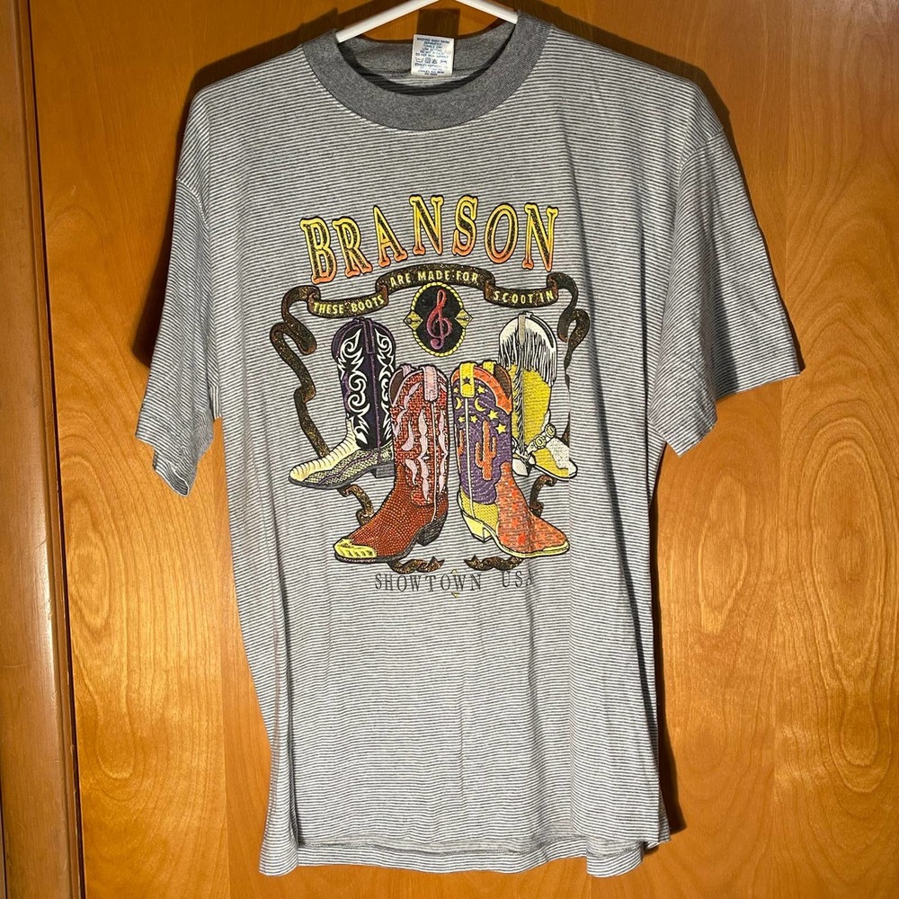 Vintage Branson Missouri Showtown USA Cowboy Boots T Shirt Size Large‎ L